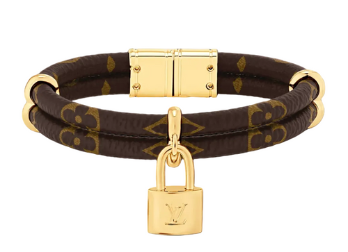 Double leather banded with gold LV lock charm 
